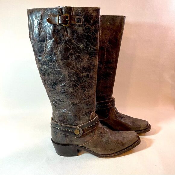Sonora Double H Cowboy boots rugged brown patina size 7 - Picture 1 of 11
